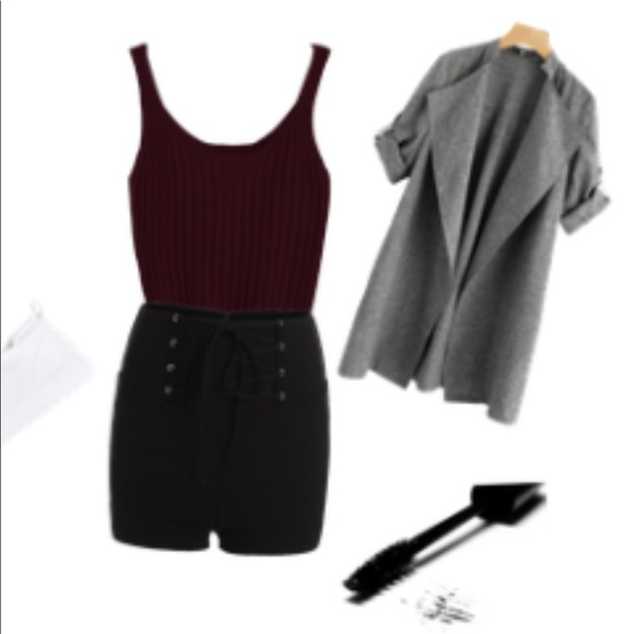 SOLD❤️ribbed knit tank: burgundy - Picture 1 of 8